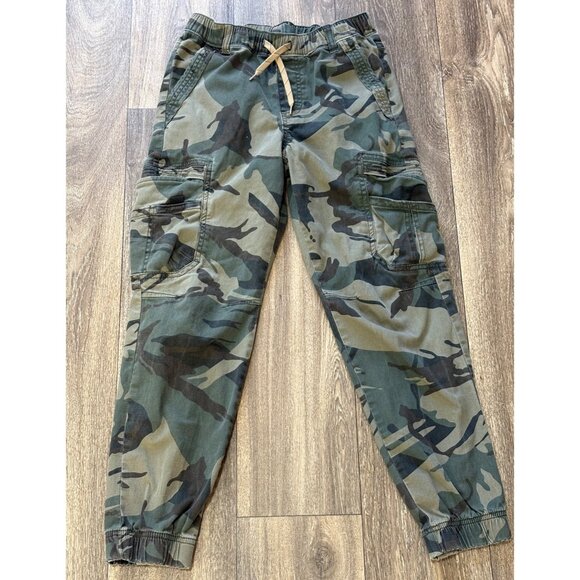 YOUTH BOYS PANTS JOGGERS SIZE 12 GRAY STRETCH CAMOUFLAGE PULL ON DRAWSTRING - Picture 2 of 6